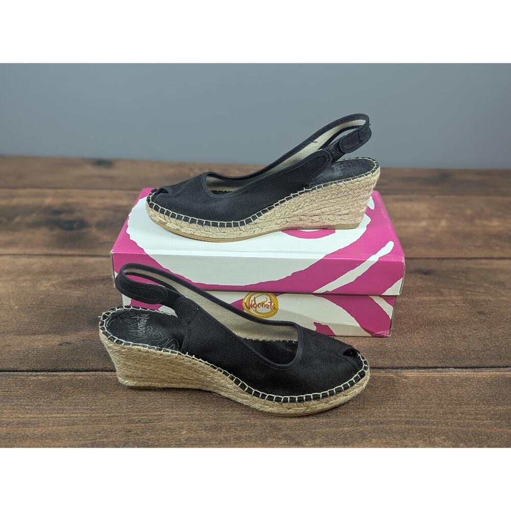 Vidorreta Espadrilles Shoes VFelicity 39 Black Rope Sole Black Strap Resort Chic